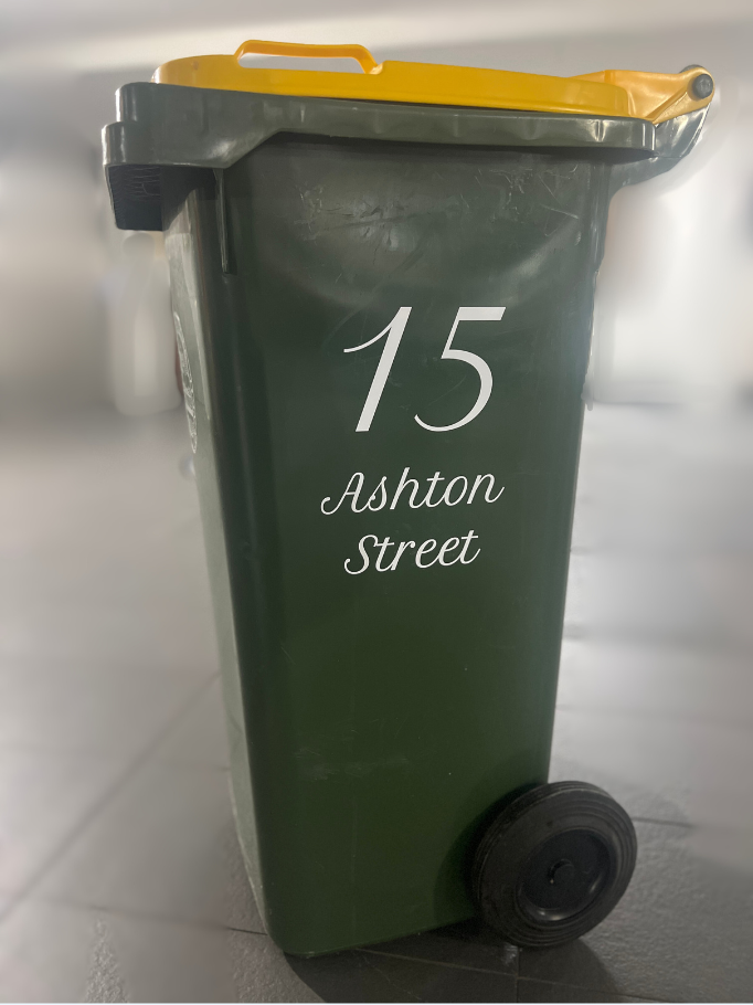 Wheelie Bin Street Name & Number Sticker