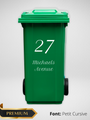 Wheelie Bin Street Name & Number Sticker